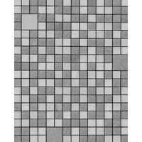 Kitchen bathroom wallpaper wall EDEM 1033-16 vinyl wallpaper embossed with geometric shapes and metallic highlights silver platinum grey 5.33 m2 (57 ft2)