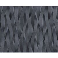 Stripes wallpaper wall EDEM 81130BR29 non-woven wallpaper textured Ton-sur-ton and metallic highlights platinum silver anthracite grey 10.65 m2 (114 ft2)