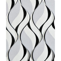 Retro wallpaper wall EDEM 1054-10 vinyl wallpaper slightly textured with graphical pattern and metallic highlights grey black silver platinum 5.33 m2 (57 ft2)