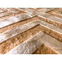 Shell wall covering WallFace LU01 CAPIZ decorative tile hand-crafted with real shells und glass beads mother-of-pearl look cream-white gold-brown 0.2 m2