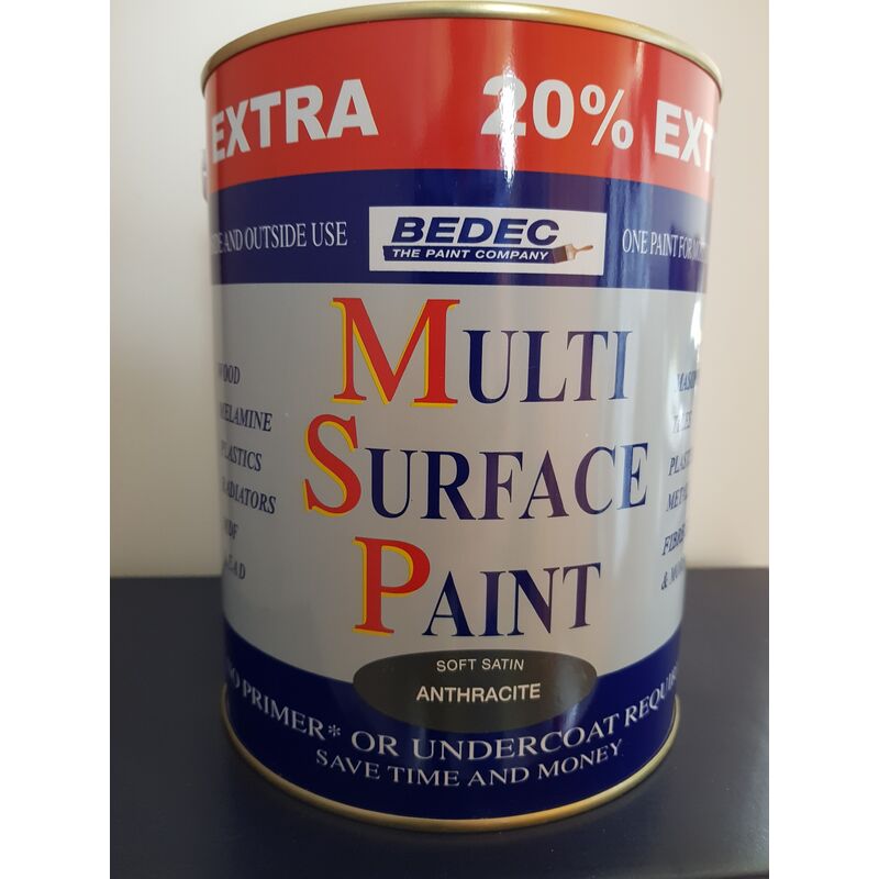 Bedec Multi Surface Paint Satin Anthracite 2.5L + 20 Extra Free