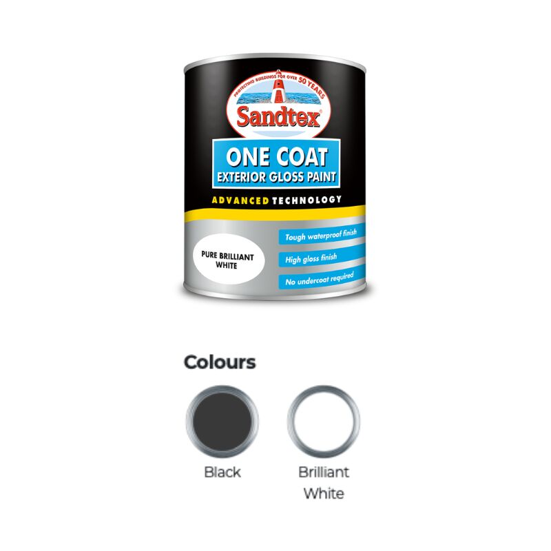 Sandtex One Coat Exterior Gloss Brilliant White 750ml