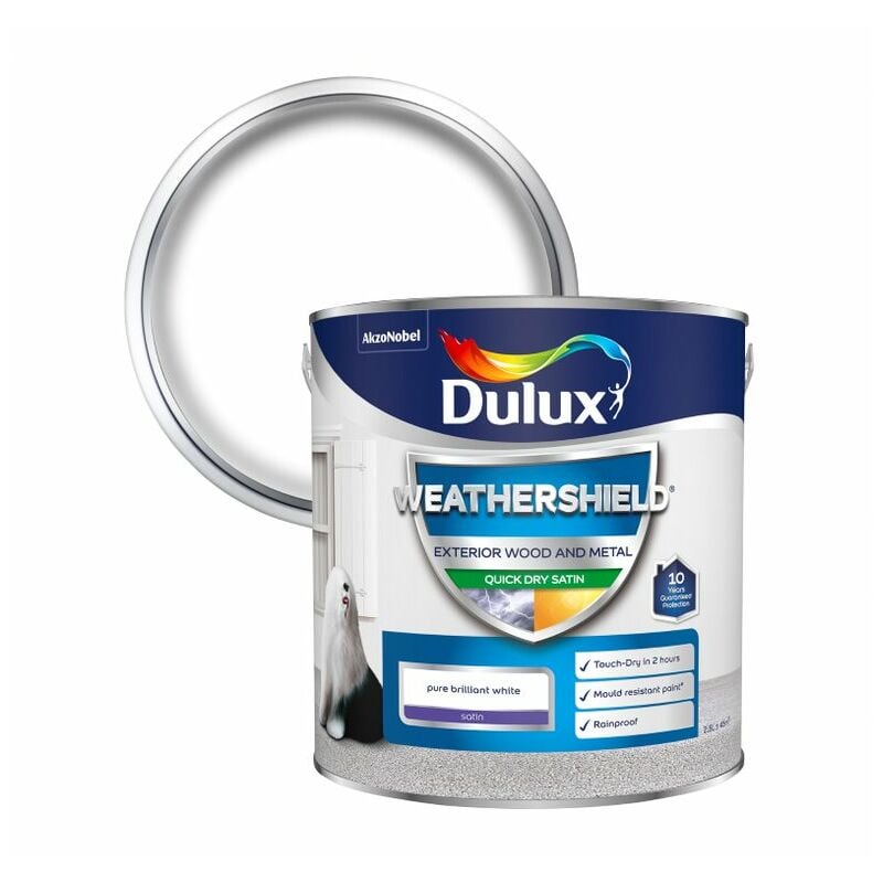 Dulux Weathershield Exterior Satin Pure Brilliant White 2 5 Litre