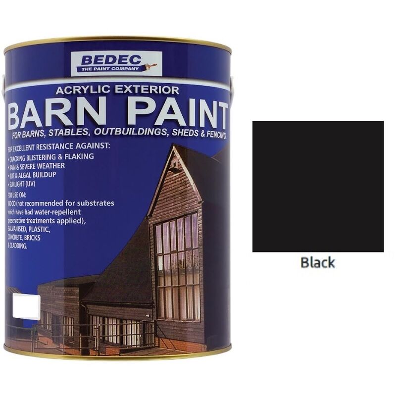 Bedec Barn Paint - Satin - Black - 5L