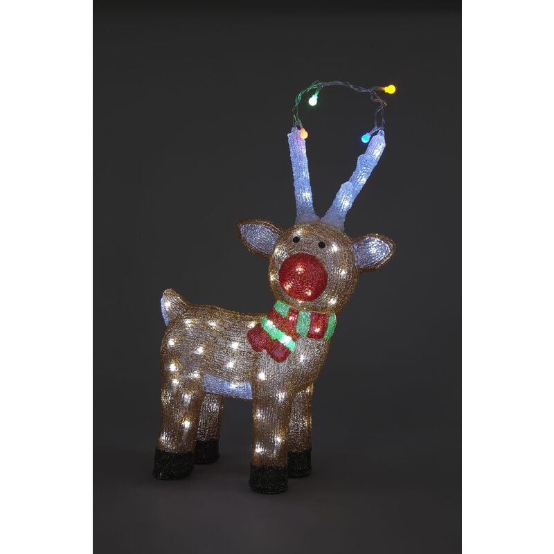 Snowtime Acrylic Outdoor Standing Reindeer with 80 white Led's - 55cm Tall