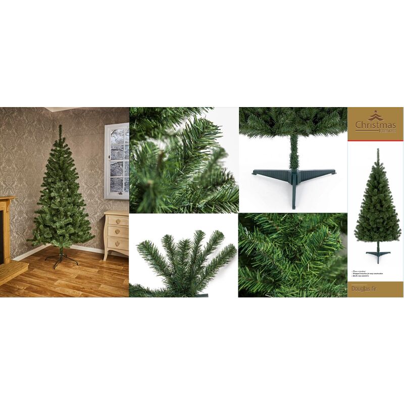 Douglas Fir Christmas Tree Free Wreath and Garland Green 210cm  Foot