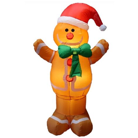 Snowtime 2.4M Giant Inflatable Gingerbread Man Christmas Display - White Led's