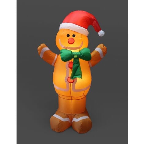 Snowtime 2.4M Giant Inflatable Gingerbread Man Christmas Display - White Led's