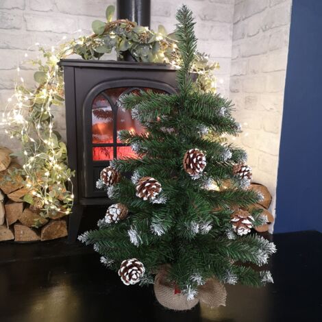 60cm Mini Frosted Norway Tree with 72 Tips and Pine Cones (1/4)