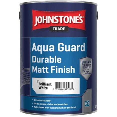 Johnstones Trade Aqua Guard Durable Water Based Matt Brilliant White - 2.5 Litre