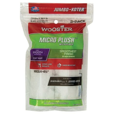 Wooster Jumbo Koter Micro Plush 4.5" Mini Roller Sleeves 5/16" Nap Smooth - Twin Pack