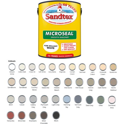 Sandtex 15 Year Microseal Smooth Masonry - Chalk Hill - 150ml