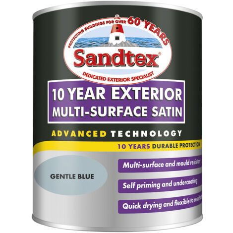 Sandtex 10 Year Exterior Multi Surface Satin - Gentle Blue - 750ml