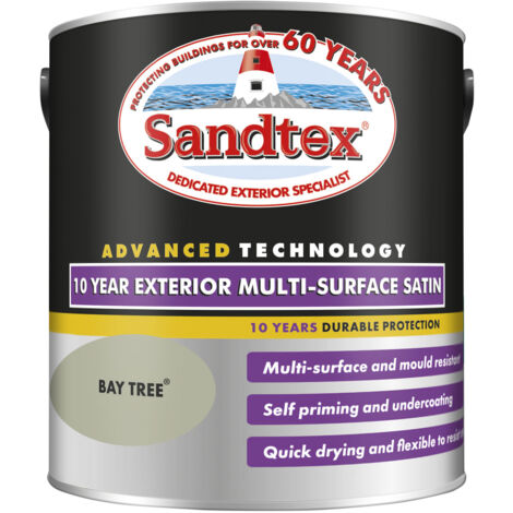 Sandtex 10 Year Exterior Multi Surface Satin - Bay Tree - 2.5L