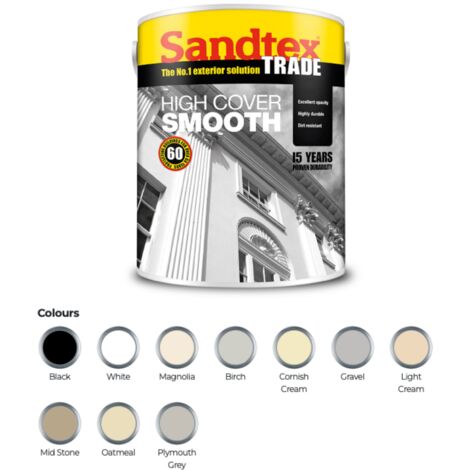 Sandtex Trade High Cover Smooth Masonry - Brilliant White - 5L