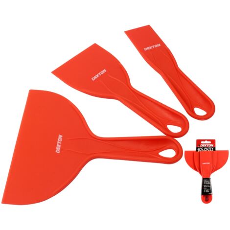Dekton 3pc Plastic Scraper Set Spatula Putty Knife Spreader Filler Small Large