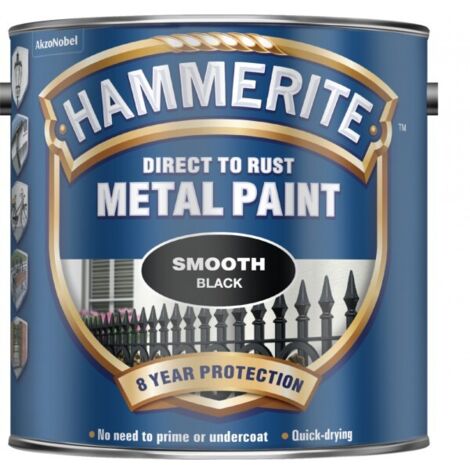 Hammerite 5084866 Direct to Rust Smooth Finish Metal Paint Black 2.5 Litre HMMSFB25L