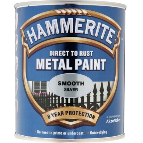 Hammerite 5084897 Direct to Rust Smooth Finish Metal Paint Silver 2.5 Litre HMMSFS25L