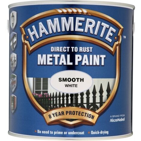 Hammerite 5084860 Direct to Rust Smooth Finish Metal Paint White 2.5 Litre HMMSFW25L