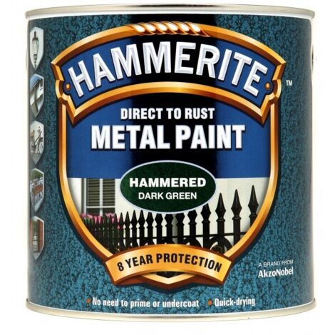 Hammerite Direct to Rust Hammered Dark Green Metal Paint - 2.5LTR