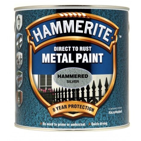 Hammerite 5084801 Direct to Rust Hammered Finish Metal Paint Silver 2.5 Litre HMMHFSG25L