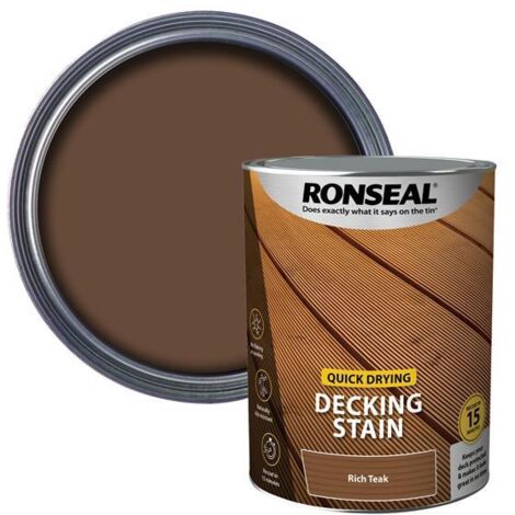 Ronseal 39087 Quick Drying Decking Stain Rich Teak 5 litre RSLQDDSRT5L