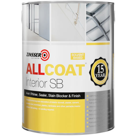 Zinsser AllCoat (Solvent Based) Stain Killer - White - 5 Litre