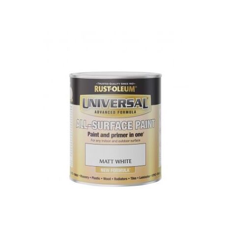 Rust-Oleum Universal All Surface Brush on Paint - Matt - White - 250ml