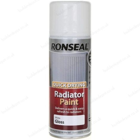 Ronseal Quick Drying Radiator Paint - White - Gloss - 400ml Aerosol Spray