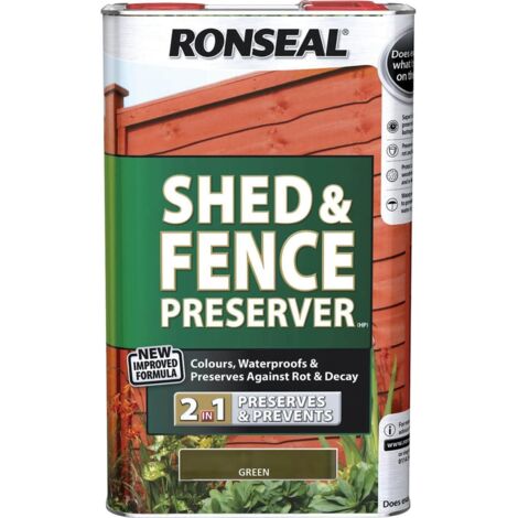 Ronseal 37652 Shed & Fence Preserver Green 5 litre RSLSFG5L
