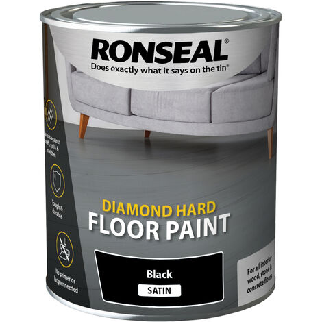 Ronseal Diamond Hard Floor Paint - Satin - Black - 750ml