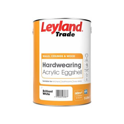 Leyland Trade Acrylic Hardwearing Eggshell - Brilliant White - 750ml