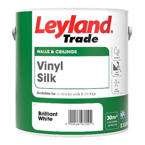 Leyland Trade Vinyl Silk Emulsion Paint - Brilliant White - 2.5L