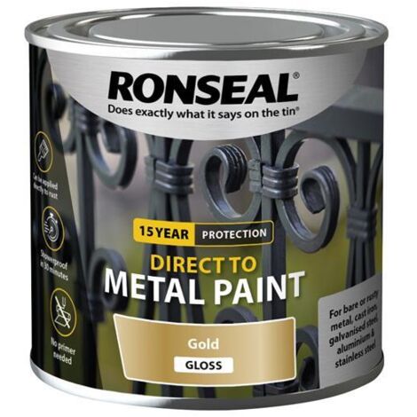 Ronseal 15 Year Direct To Metal Paint - Gloss - Gold - 250ml (1/2)