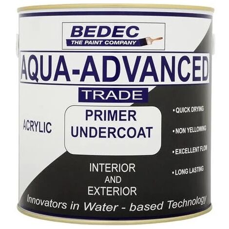Bedec Aqua Advanced Paint Primer Undercoat - White - 2.5 Litre