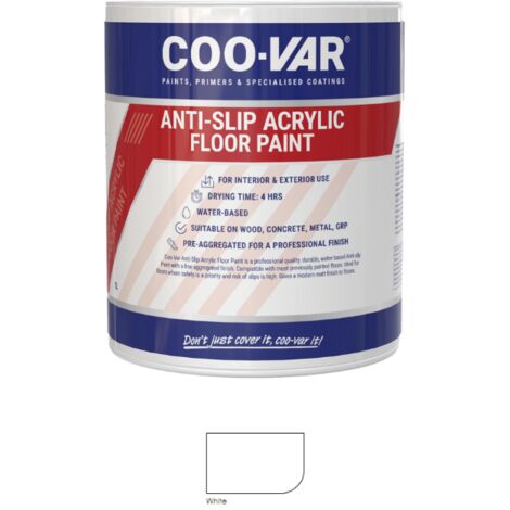 CooVar Anti Slip Acrylic Floor Paint - White - 5 Litre