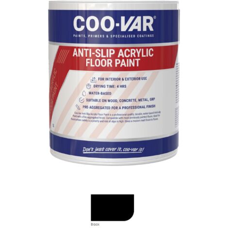 CooVar Anti Slip Acrylic Floor Paint - Black - 2.5 Litre