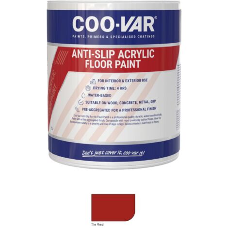 CooVar Anti Slip Acrylic Floor Paint - Red - 2.5 Litre