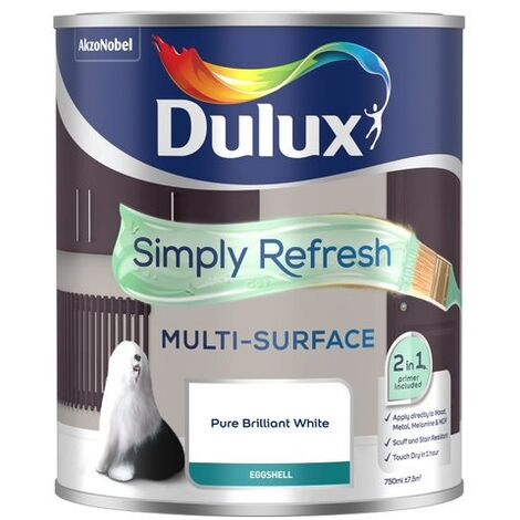 Dulux Simply Refresh Multi-Surface Eggshell Paint - Pure Brilliant White - 750ml