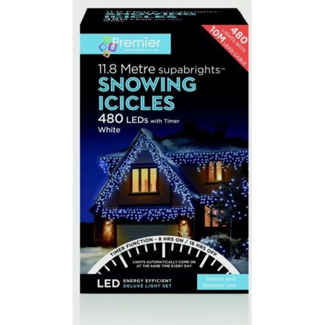 Snowing Icicles Outdoor Christmas Fairy Lights & Timer - White - 480 Led's (1/5)