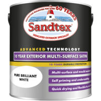 Sandtex 10 Year Exterior Multi Surface Satin - Brilliant White - 2.5L