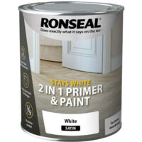 Ronseal Stays White 2 in 1 Primer and Paint - White - Satin - 2.5 Litre