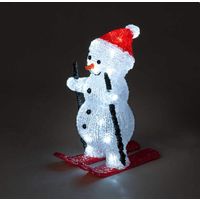 Acrylic Skiing Snowman Christmas Decoration - 29cm - 30 Ice White LED's