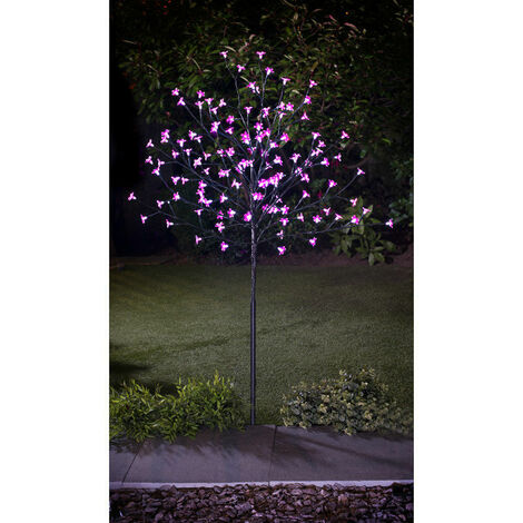 Solar Powered Decorative 4Ft 128 Led Blossom Pink Garden Tree