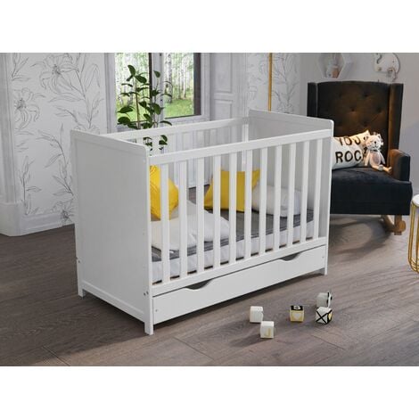 Matilda Cot Bed 120x60cm with drawer (White)