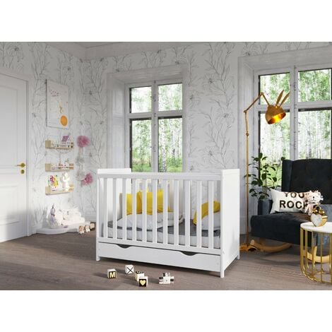 Matilda Cot Bed 120x60cm with drawer (White)