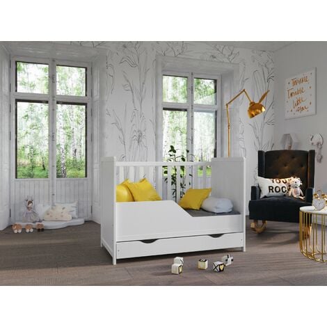 Matilda Cot Bed 120x60cm with drawer (White)