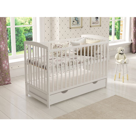 Jacob Cot Bed 120x60cm with drawer (White)
