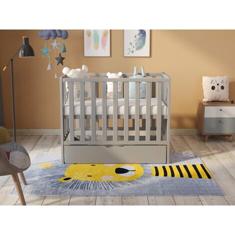 Paris Space Saver Cot 100x50cm with drawer & Aloe Vera Quilted mattress (Grey)
