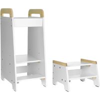 Learning Tower Kitchen Helper & Step Stool Set (White/Pine)